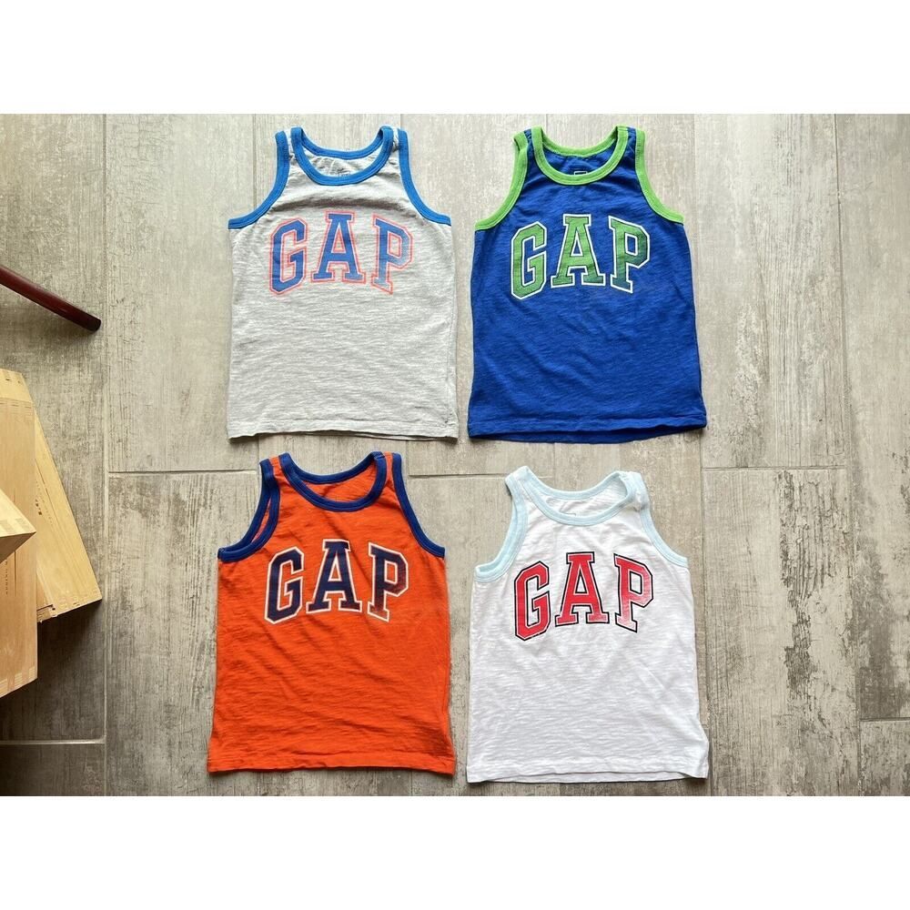 Gap Kids Boy Toddler Graphic Print Tank Top Shirt Set Lot of 4 Sleeveless XS 4-5